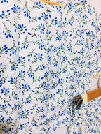 Green & Blue Leaves Half Sleeve White Skate Fish Girls(R-219)