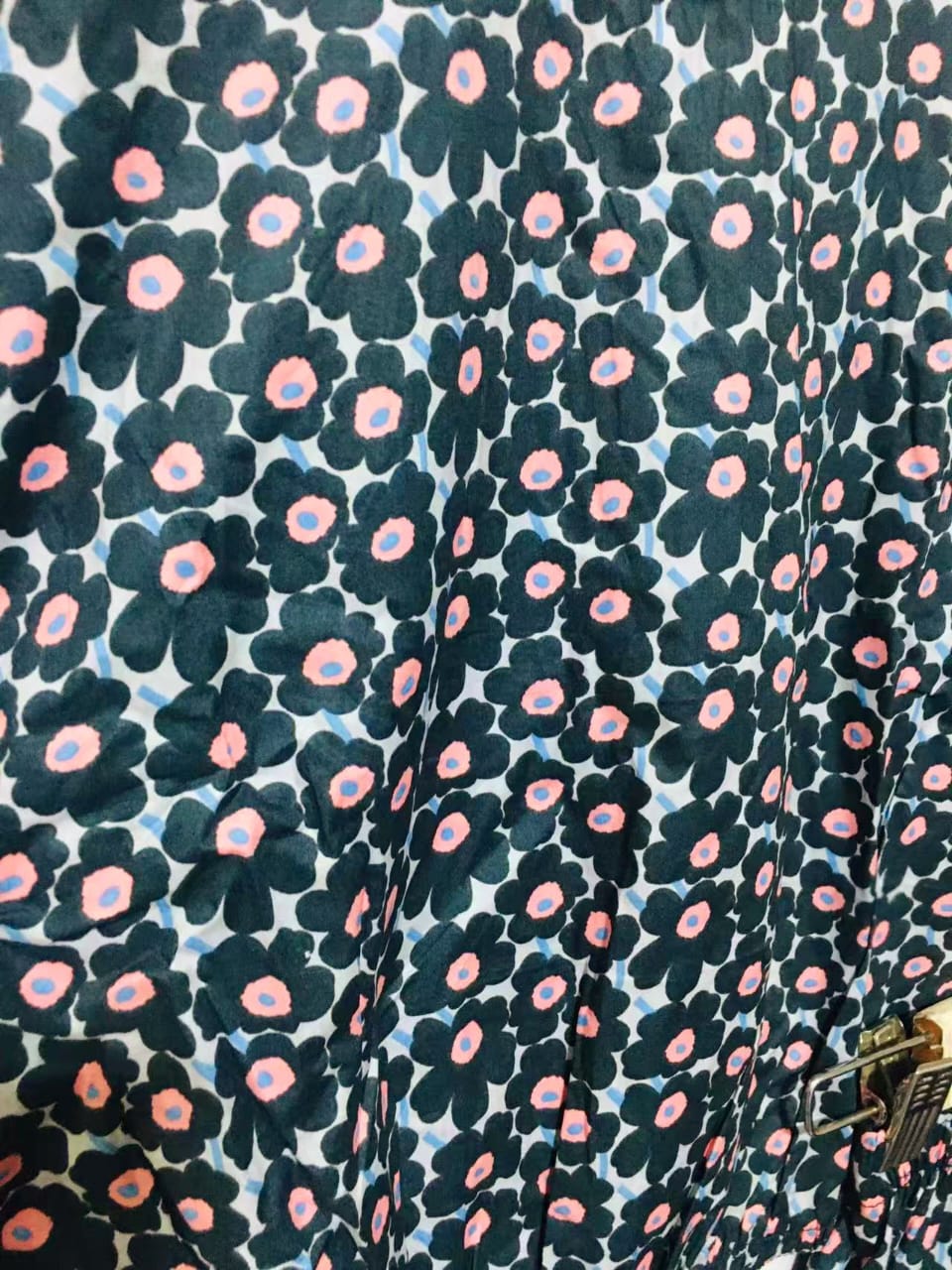 Pink Flower All Over Print Half Sleeve Black Skate Fish Girls (R-327 N)