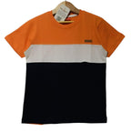 Orange & Black Penal T-Shirt Boys