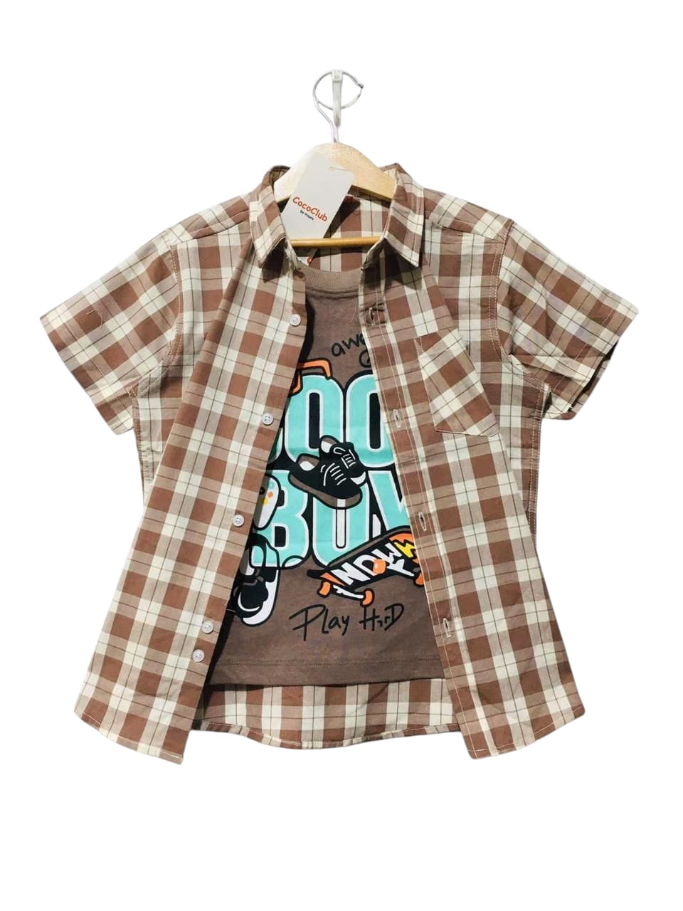 Cool Boy Brown Boxes Double Casual Shirt Boys