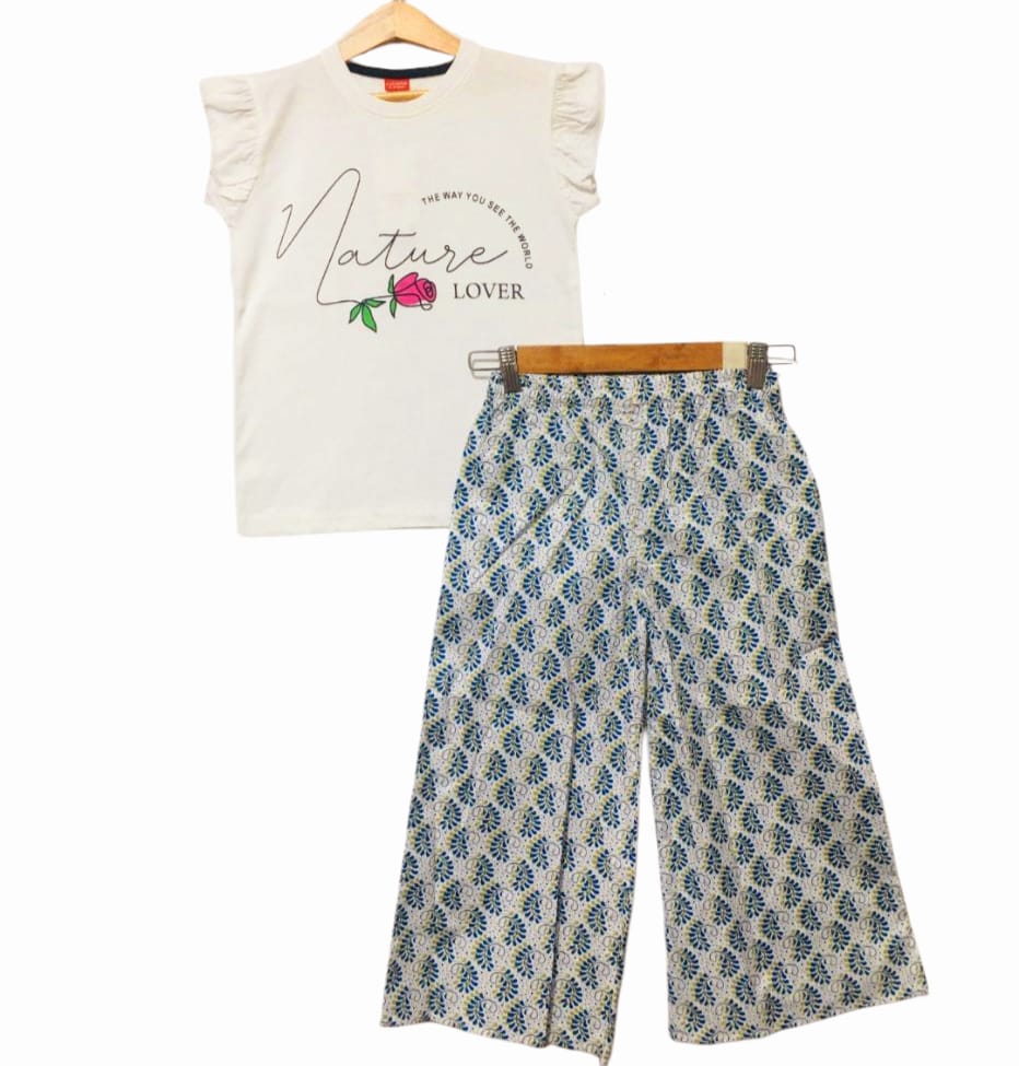 Nature Lover White Shirt & Cotton Flapper Girls(R-54)