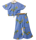 Yellow Flower Half Sleeve Light Purple Skate Fish Girls