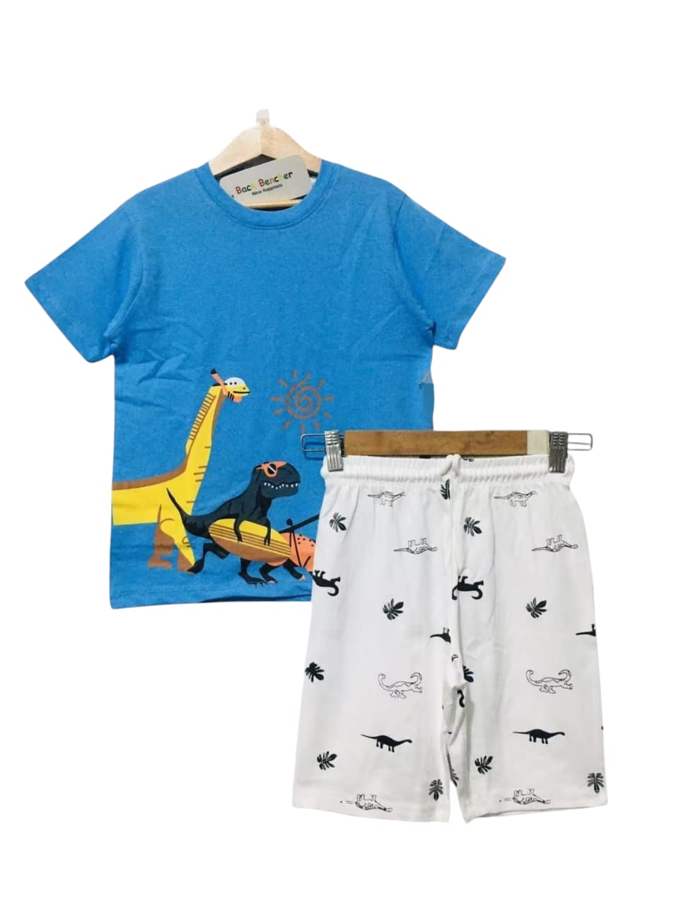 Giraffa With Dino Sky Blue Nicker Suit Boy