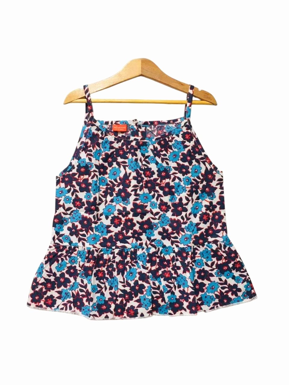 Black & Sky Flower White Skirt Girls