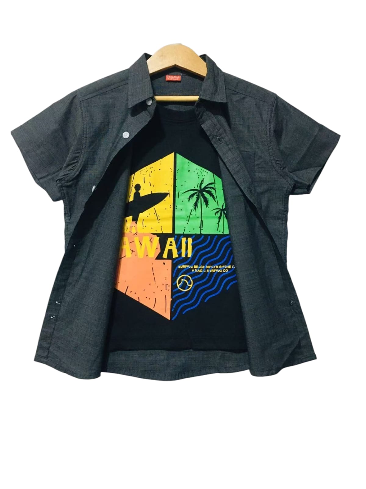 Hawaii Black Double Casual Shirt Boy