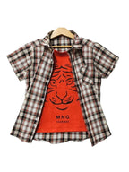 Fearless Cream & Mahroon Check Double Casual Shirt Boys