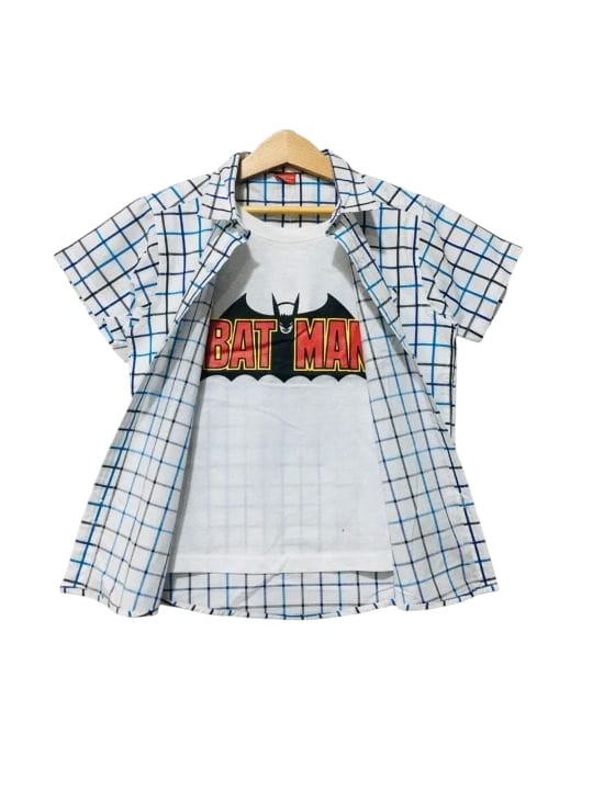 Batman Black & Blue Line Double Casual Shirt Boys