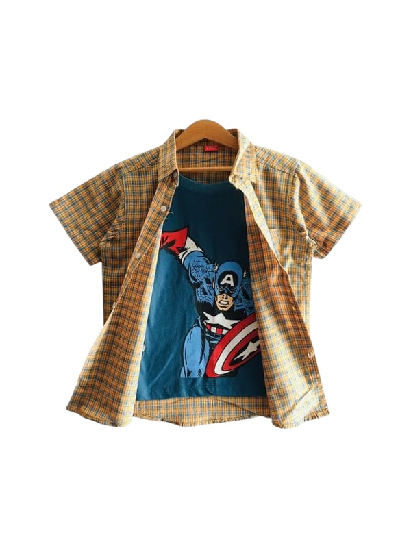 Captain America Blue Line Double Casual Shirt Boys