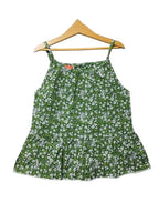 White Flower All Over Print Green Skirt