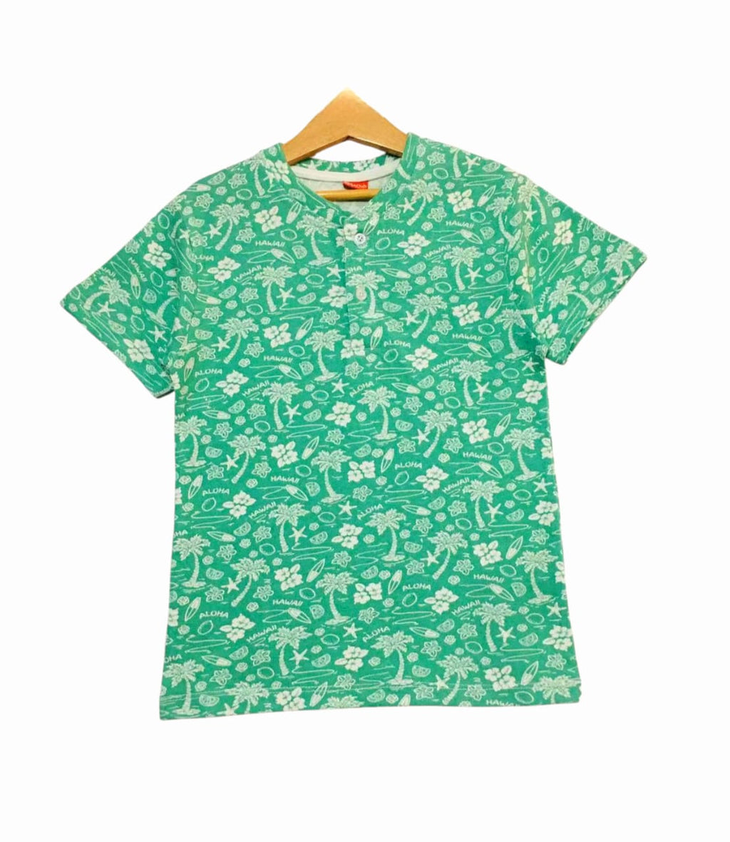 Aloha Hawaii C-Green Henley Polo Boys