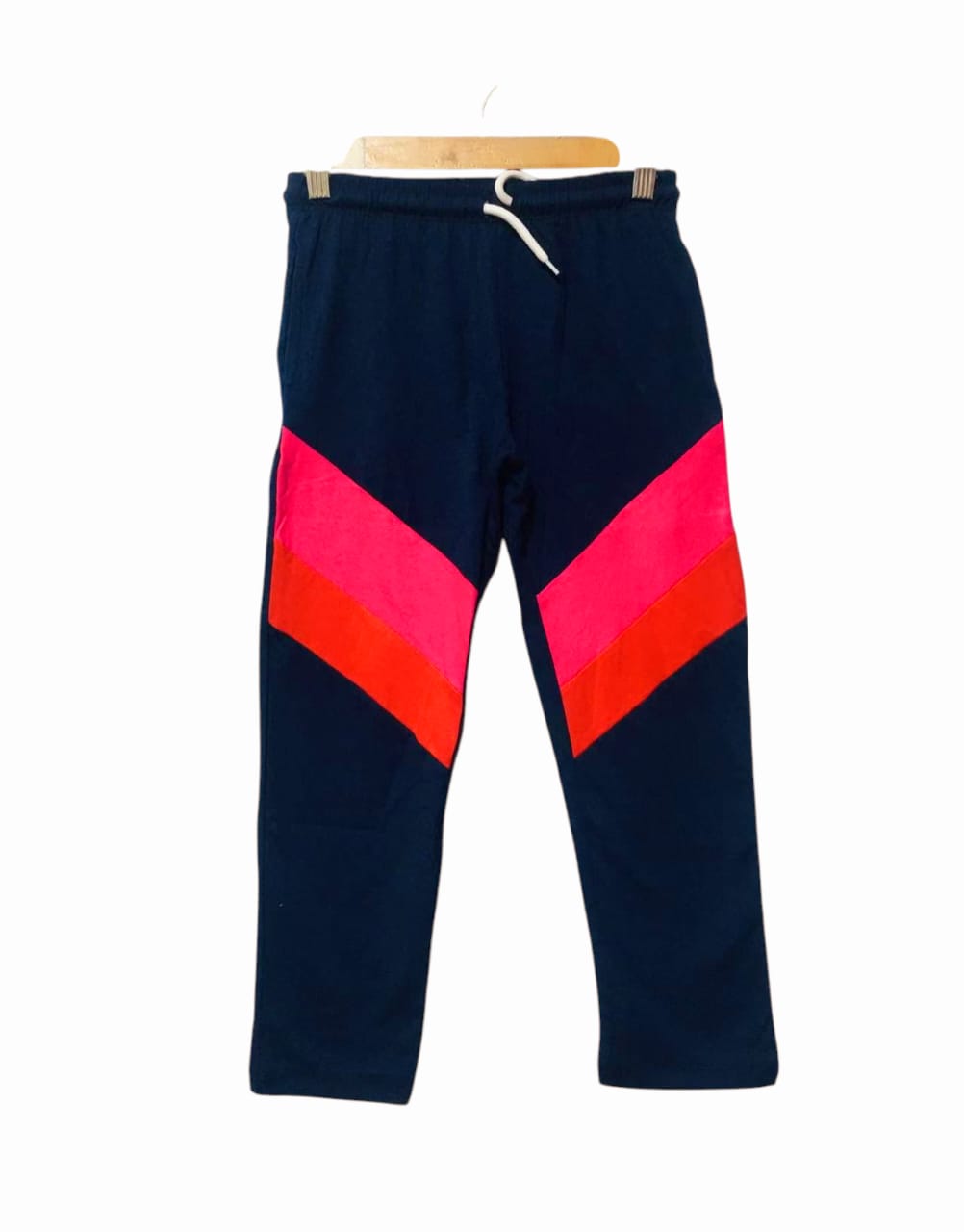 Pink & Red Panel Navy Trouser Girls
