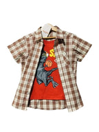 Slam Dunk Brown White Boxes Double Casual Shirt Boys