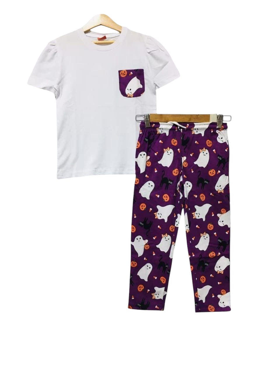 Purple Pocket White Trouser Shirt Girls