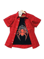 Spider Logo Dark Pink Double Casual Shirt Boys