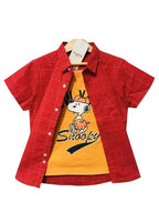Snoopy Orange Inner Dark Pink Double Casual Shirt Boys