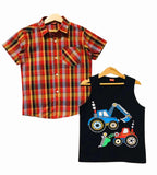 Crain Logo Red Check Double Casual Shirt Boys