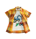 Crain Logo Orange Check Double Casual Shirt Boys