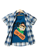 Love Baby Blue Check Double Check Casual Shirt Boys