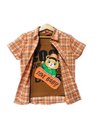 Love Baby Orange Check Double Check Casual Shirt Boys