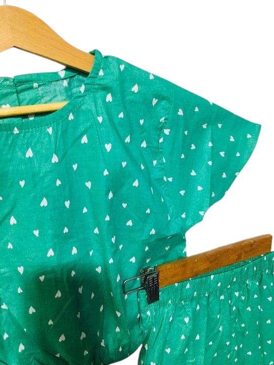 Heart All Over Print Half Sleeve C-Green Skate Fish Girls
