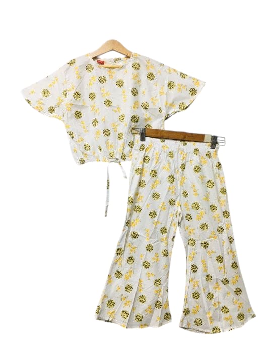 Yellow Cherry Half Sleeve White Skate Fish Girls
