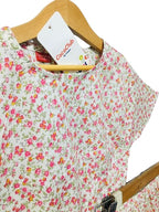 Pink Flower All Over Print Half Sleeve Cream Skate Fish Girls