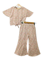 Pink Flower All Over Print Half Sleeve Cream Skate Fish Girls