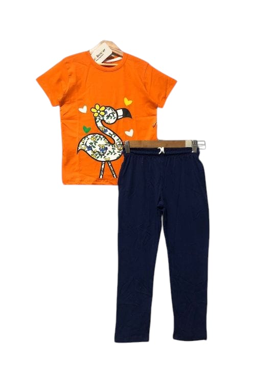 Duck Logo Orange Trouser Shirt Girls