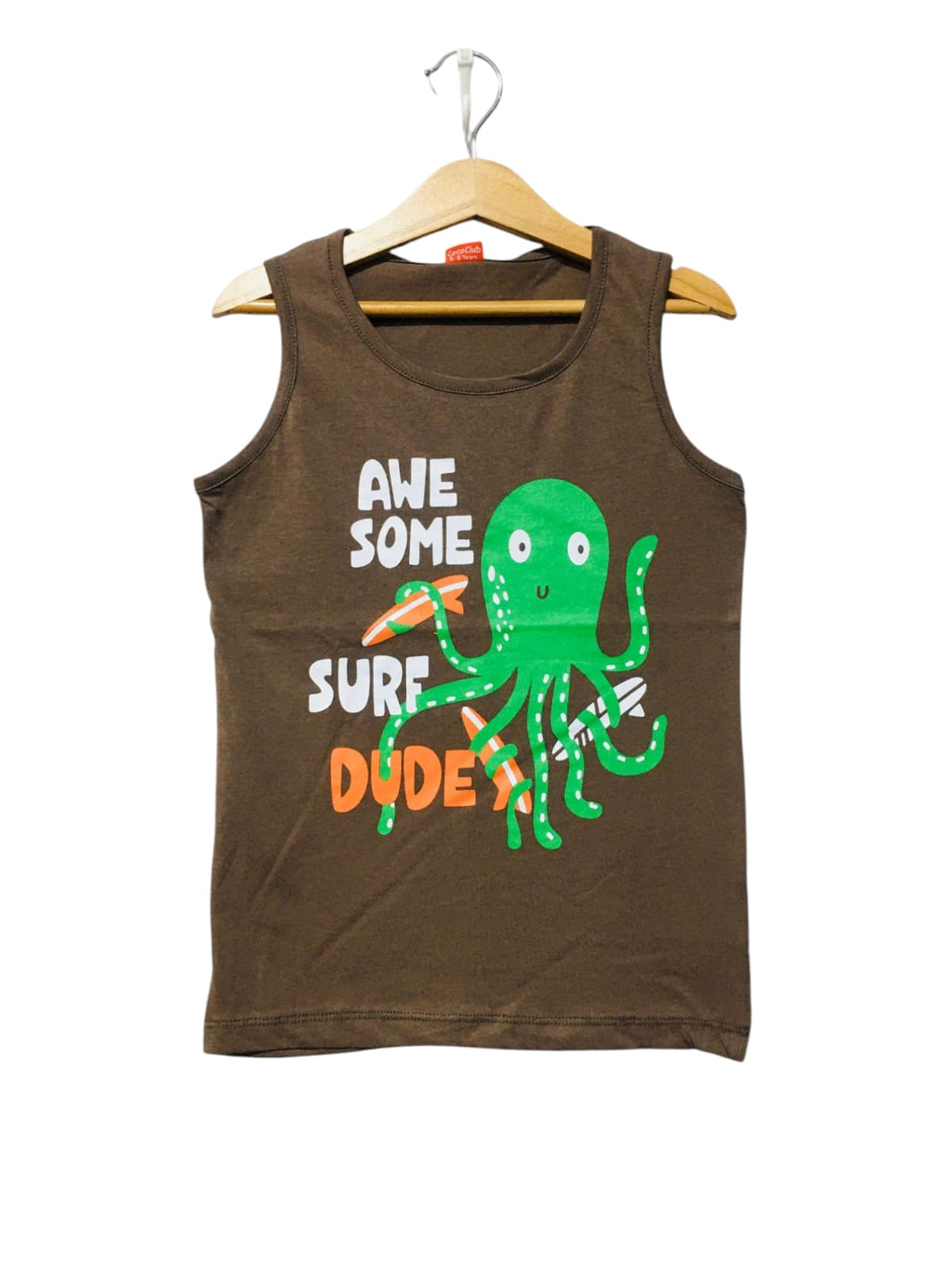 Awesome Brown Sleeveless Shirt Boys