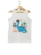 Cool Dino White Sleeveless Shirt Boys