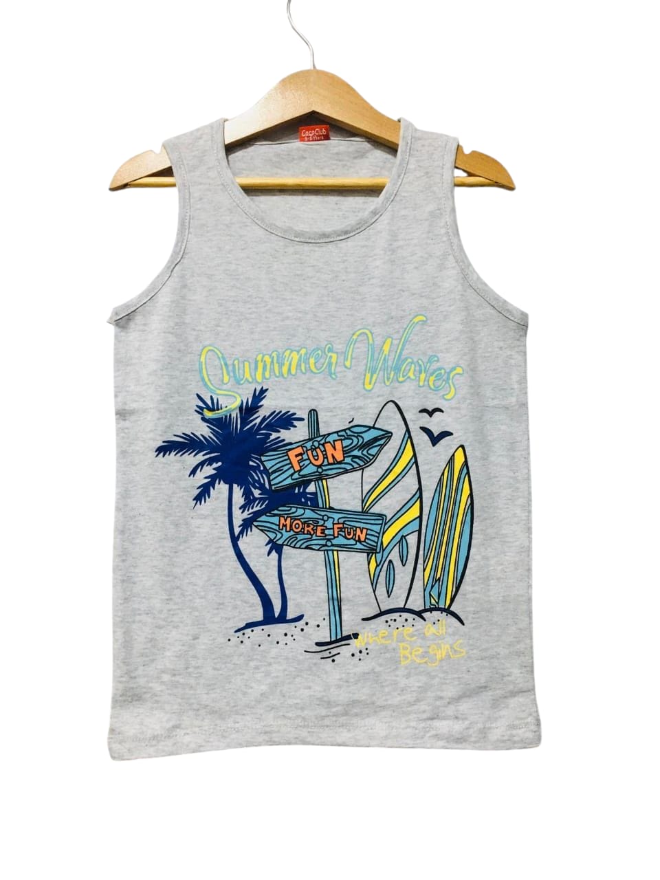 Summer Waves Oatmeal Sleeveless Shirt Boys
