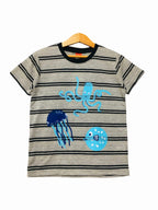 Blue Octopus Black Oatmeal Striper T-Shirt Boys