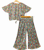 Orange & Pink Flower All Over Half Sleeve Skate Fish Girls