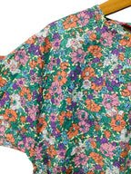 Orange & Pink Flower All Over Half Sleeve Skate Fish Girls