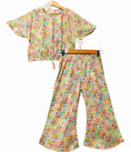 Multi Flower Half Sleeve Cream Skate Fish Girls