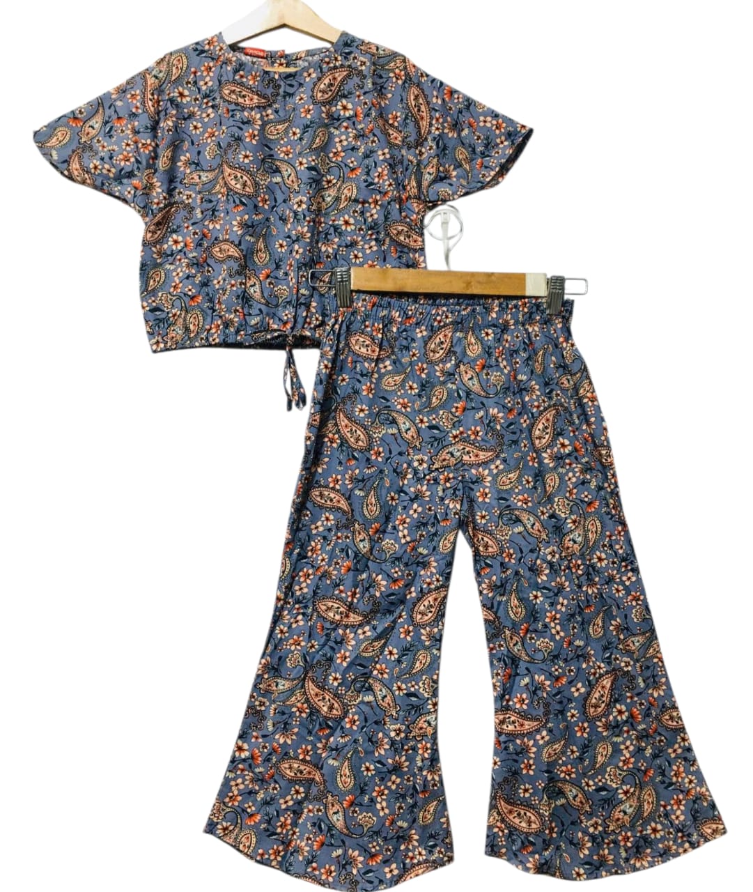 Paisley Pattern Half Sleeve Blue Skate Fish Girls