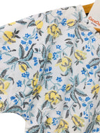 Yellow And Blue Flower Half Sleeve White Skate Fish Girls