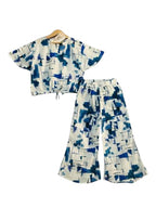 Blue Shade Half Sleeve White Skate Fish Girls