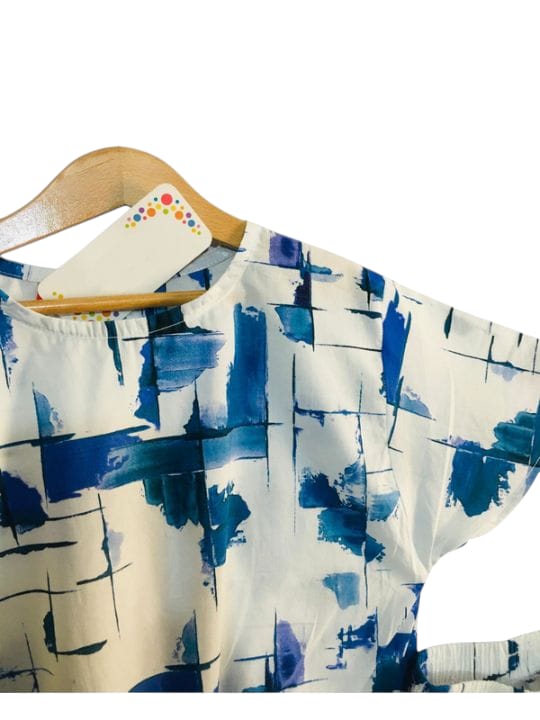 Blue Shade Half Sleeve White Skate Fish Girls