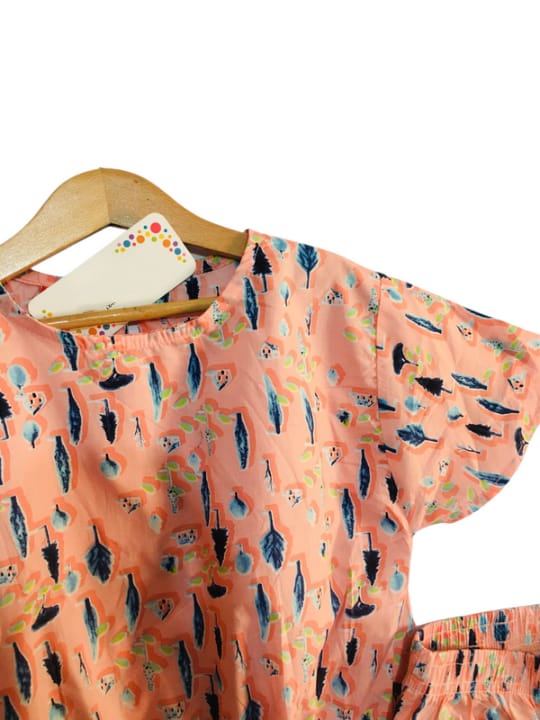 Blue Trees All Over Half Sleeve Peach Skate Fish Girls