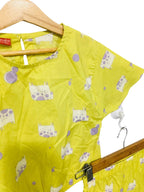 Animal Print Half Sleeve Yellow Skate Fish Girls