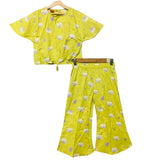 Animal Print Half Sleeve Yellow Skate Fish Girls