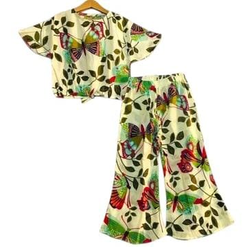 Butterfly Print Half Sleeve Cream Skate Fish Girls