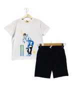 Batsman Logo White Nicker Suit Boys