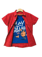 Play Game Blue Inner Dark Pink Double Casual Shirt Boys
