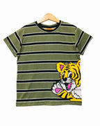 Lion From Side Mehndi Striper T-Shirt Boys