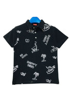 Happy Dino Black Collar Polo T-Shirt Boys