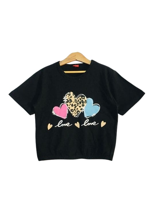 Love Love Black T-Shirt Girls