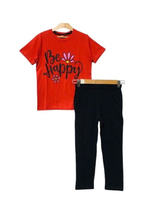 Be Happy Red Trouser Shirt Girls