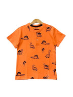 Dino Family Orange Henley Polo Boys